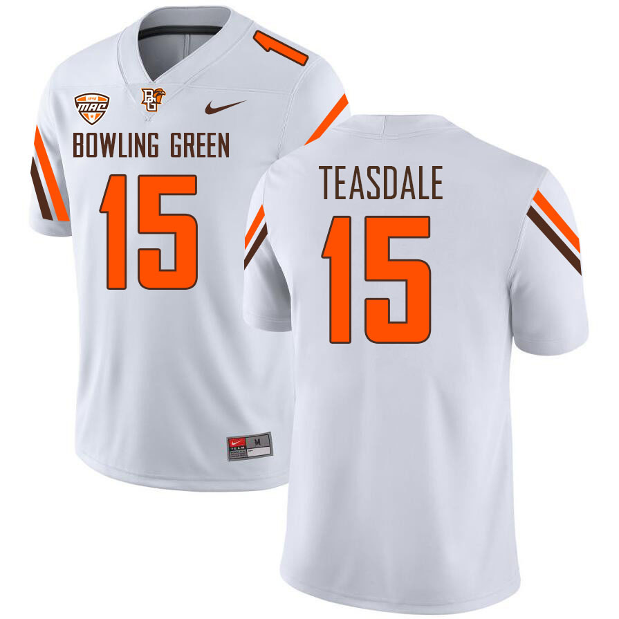 Bowling Green Falcons #15 Coleman Teasdale College Football Jerseys Stitched Sale-White